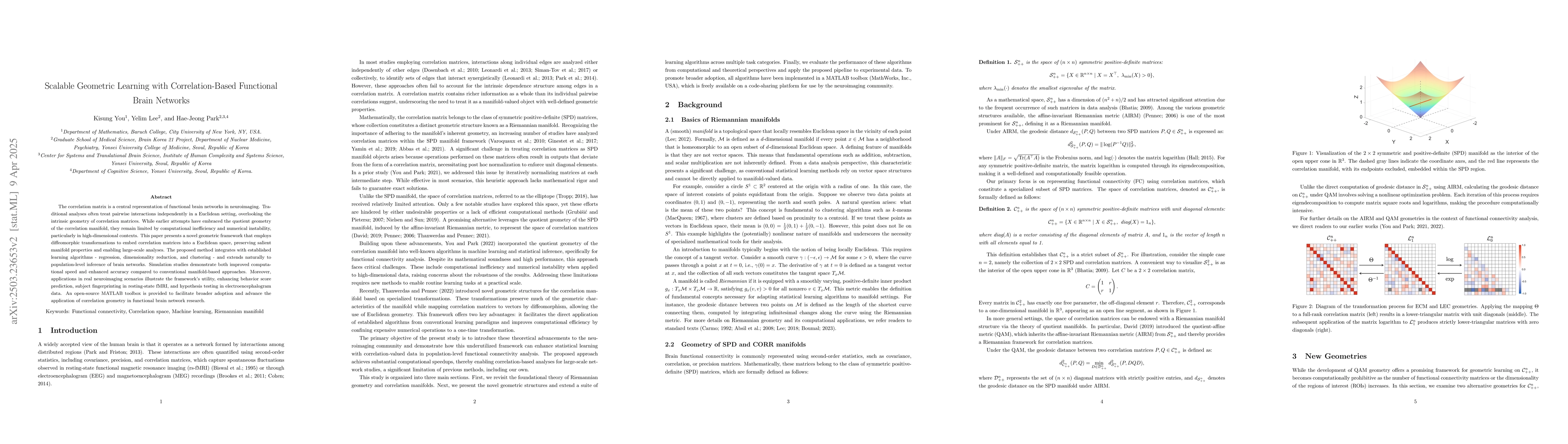 Thumbnail for Scalable Geometric Learning with Correlation-Based Functional Brain
  Networks