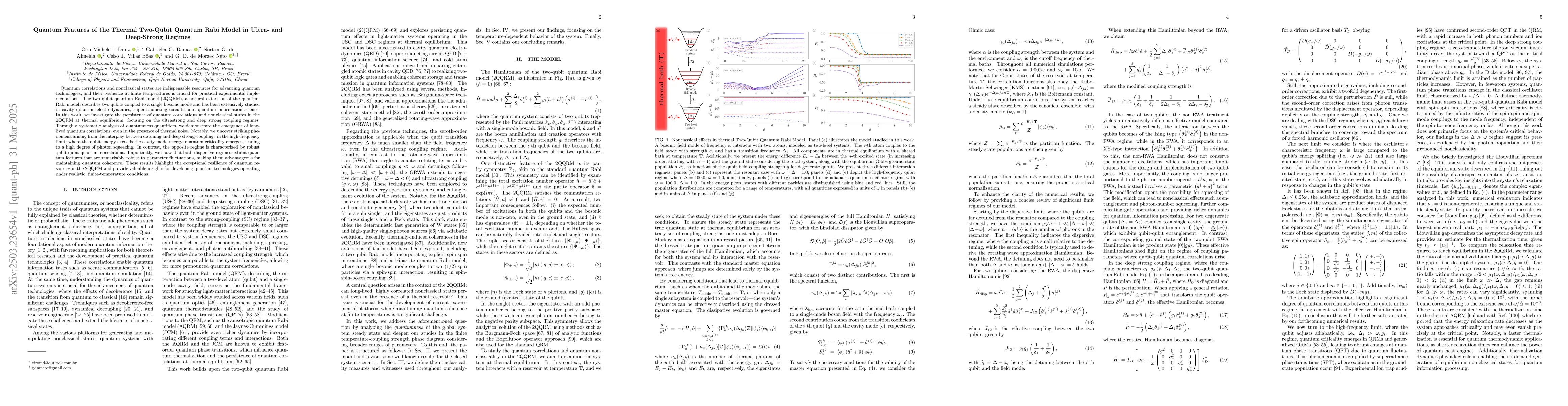 Thumbnail for Quantum Features of the Thermal Two-Qubit Quantum Rabi Model in Ultra-
  and Deep-Strong Regimes