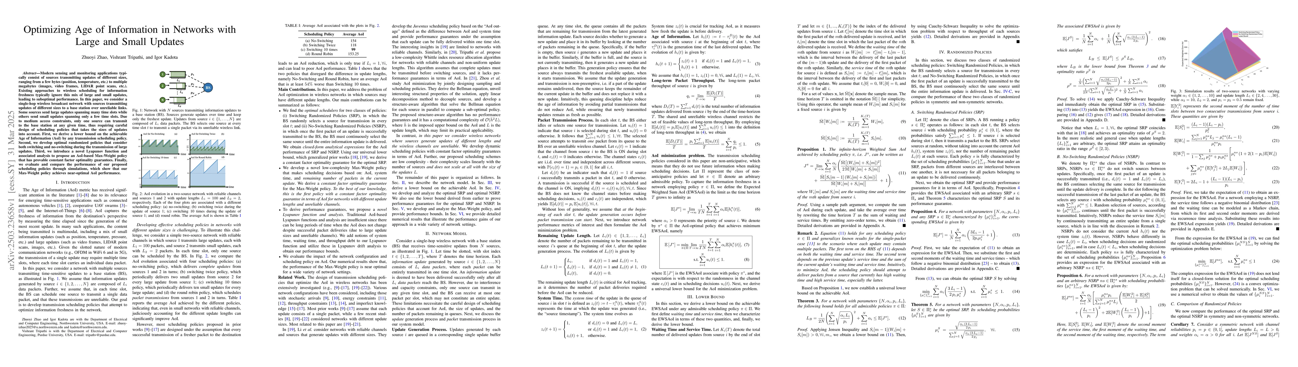 Thumbnail for Optimizing Age of Information in Networks with Large and Small Updates