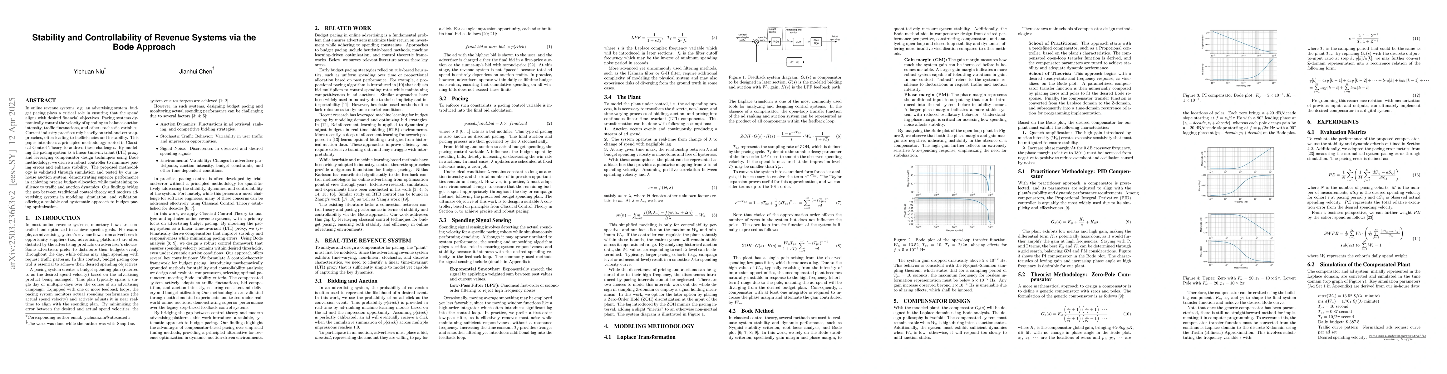 Thumbnail for Stability and Controllability of Revenue Systems via the Bode Approach