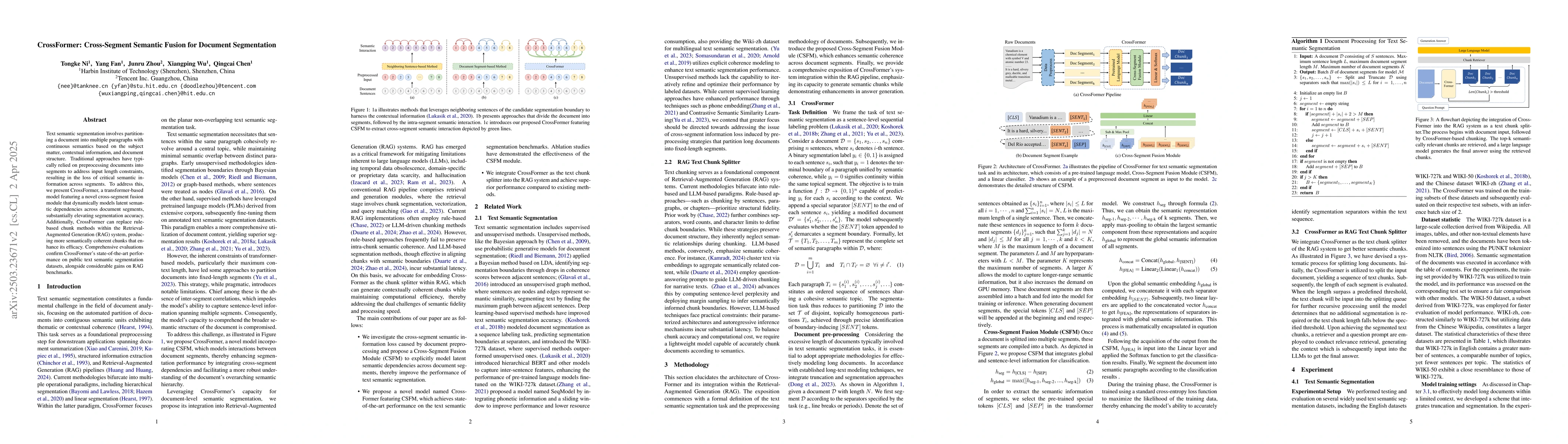 Thumbnail for CrossFormer: Cross-Segment Semantic Fusion for Document Segmentation