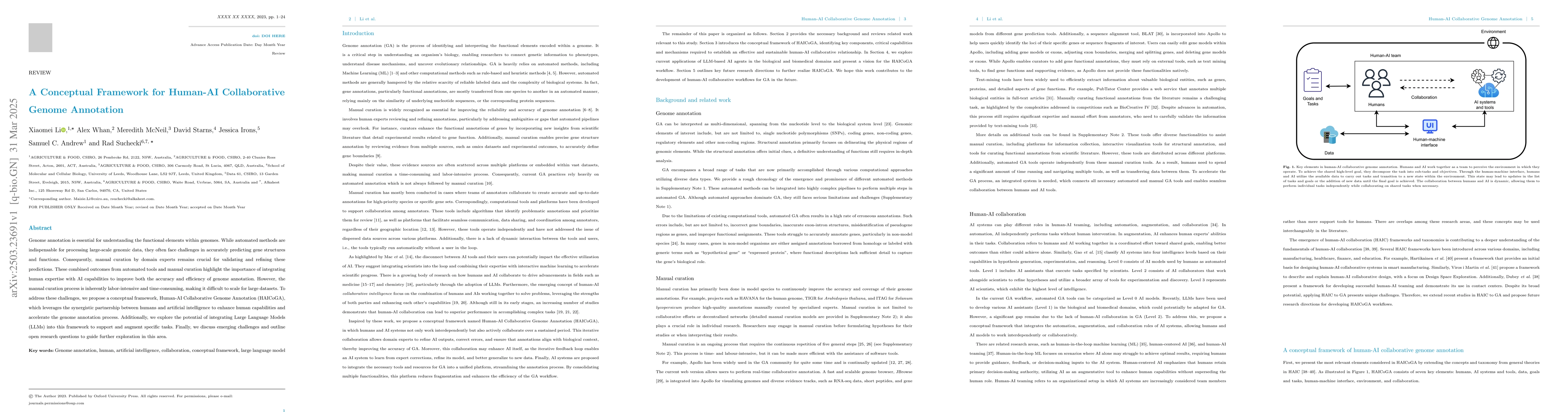 Thumbnail for A Conceptual Framework for Human-AI Collaborative Genome Annotation