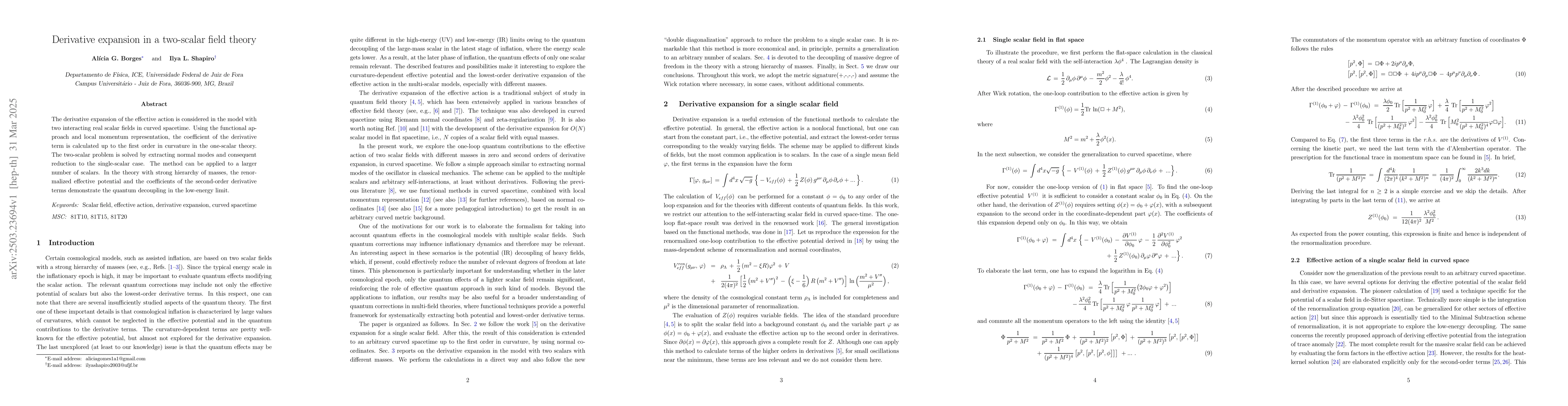 Thumbnail for Derivative expansion in a two-scalar field theory