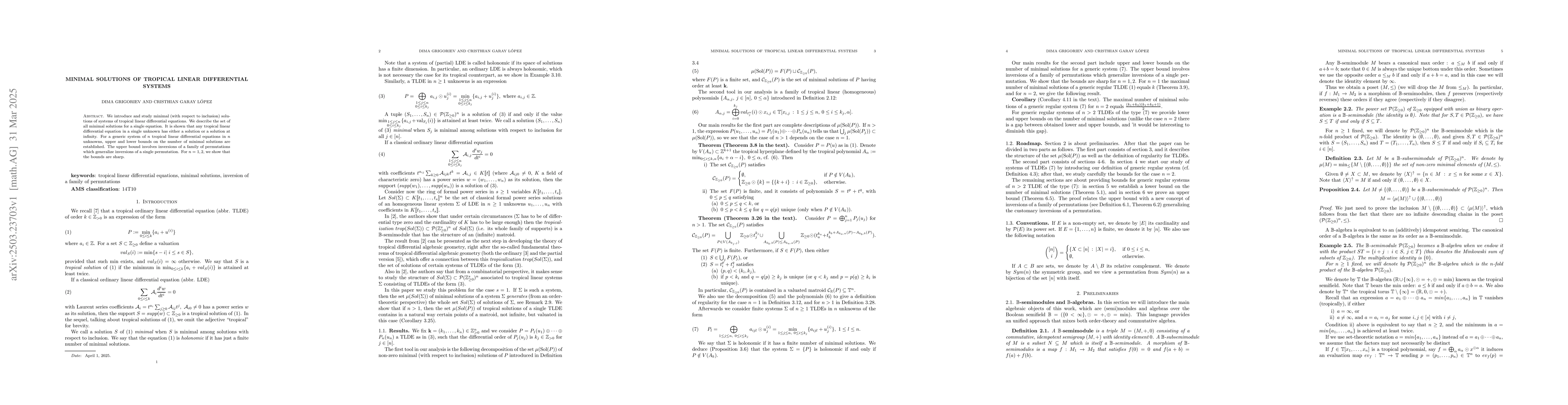 Thumbnail for Minimal solutions of tropical linear differential systems