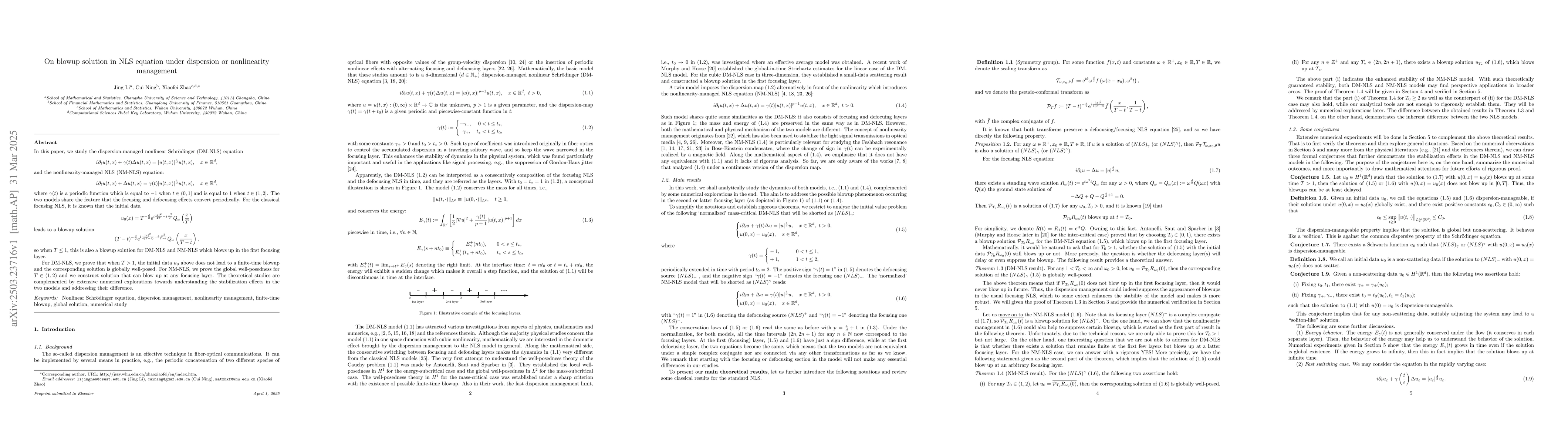 Thumbnail for On blowup solution in NLS equation under dispersion or nonlinearity
  management