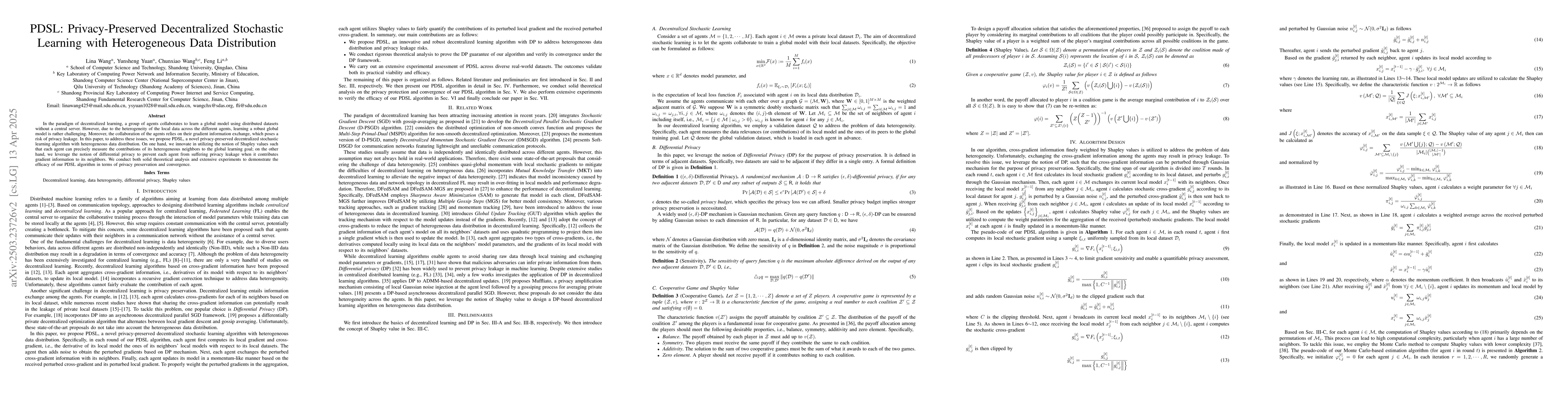 Thumbnail for PDSL: Privacy-Preserved Decentralized Stochastic Learning with
  Heterogeneous Data Distribution