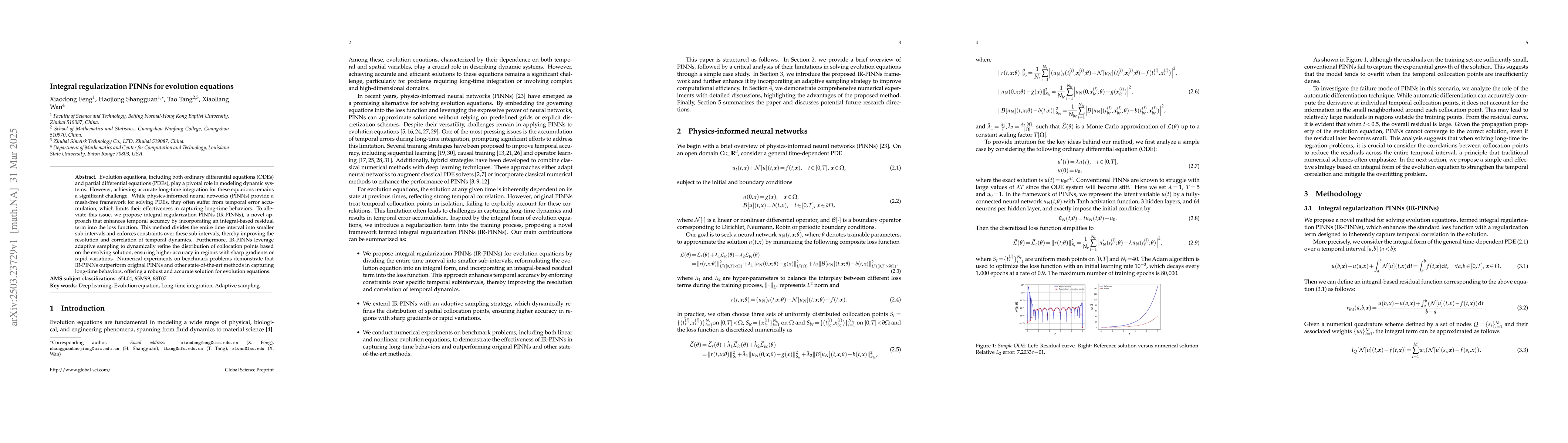 Thumbnail for Integral regularization PINNs for evolution equations