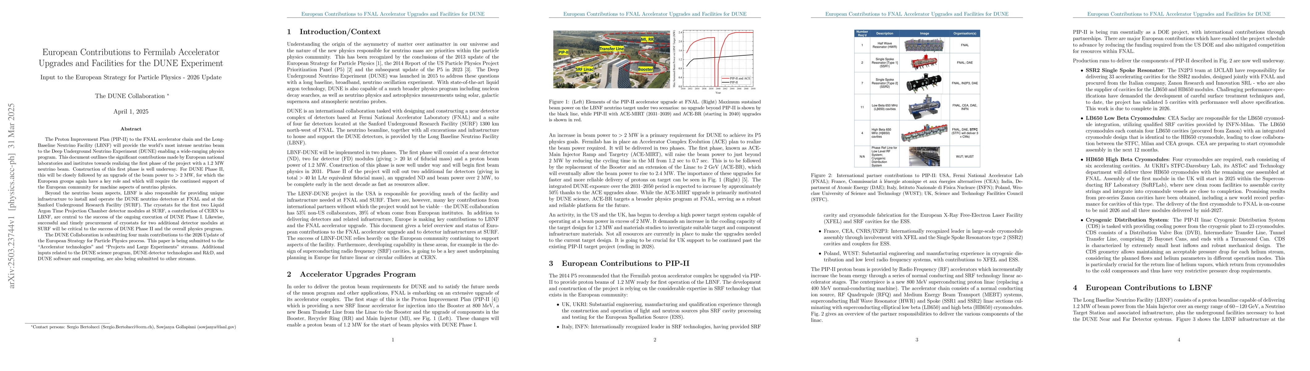 Thumbnail for European Contributions to Fermilab Accelerator Upgrades and Facilities
  for the DUNE Experiment