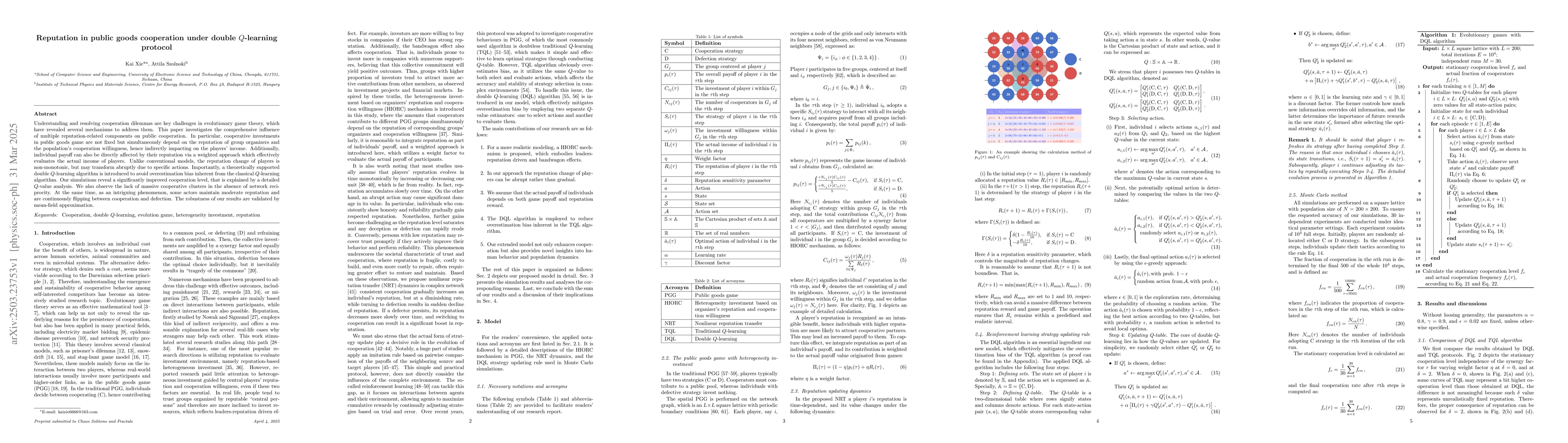 Thumbnail for Reputation in public goods cooperation under double Q-learning protocol