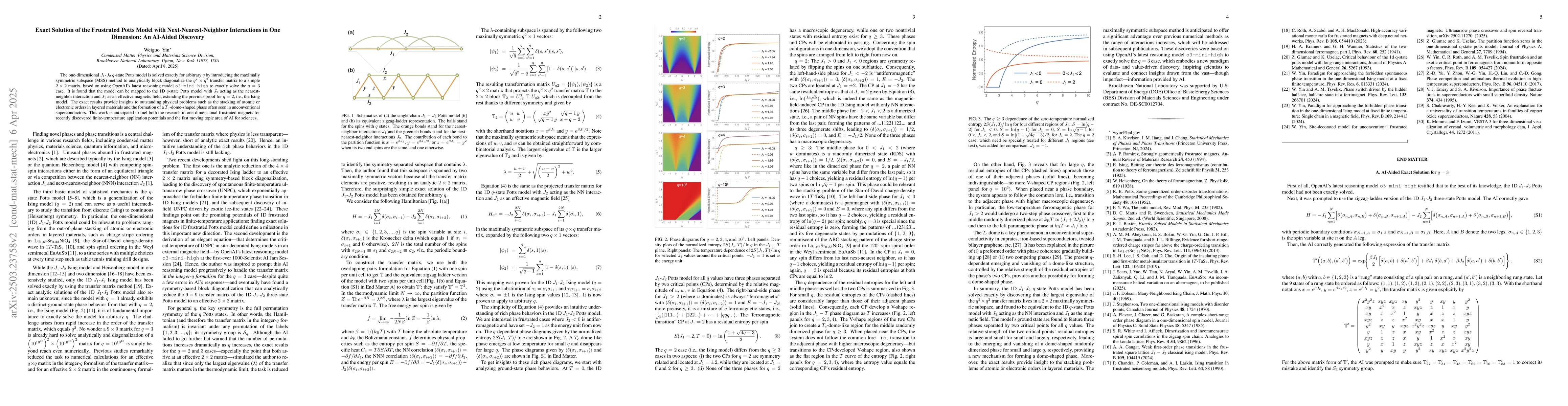 Thumbnail for Exact Solution of the Frustrated Potts Model with Next-Nearest-Neighbor
  Interactions in One Dimension: An AI-Aided Discovery