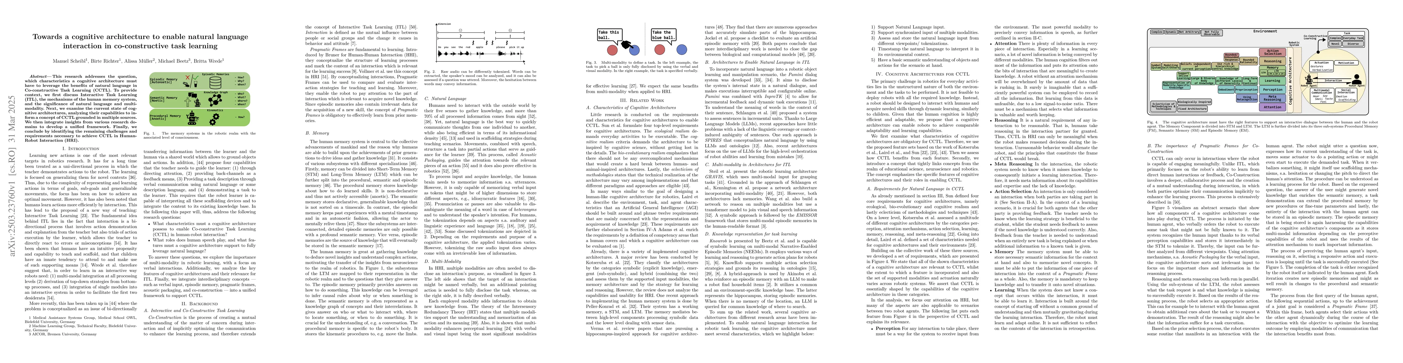Thumbnail for Towards a cognitive architecture to enable natural language interaction
  in co-constructive task learning