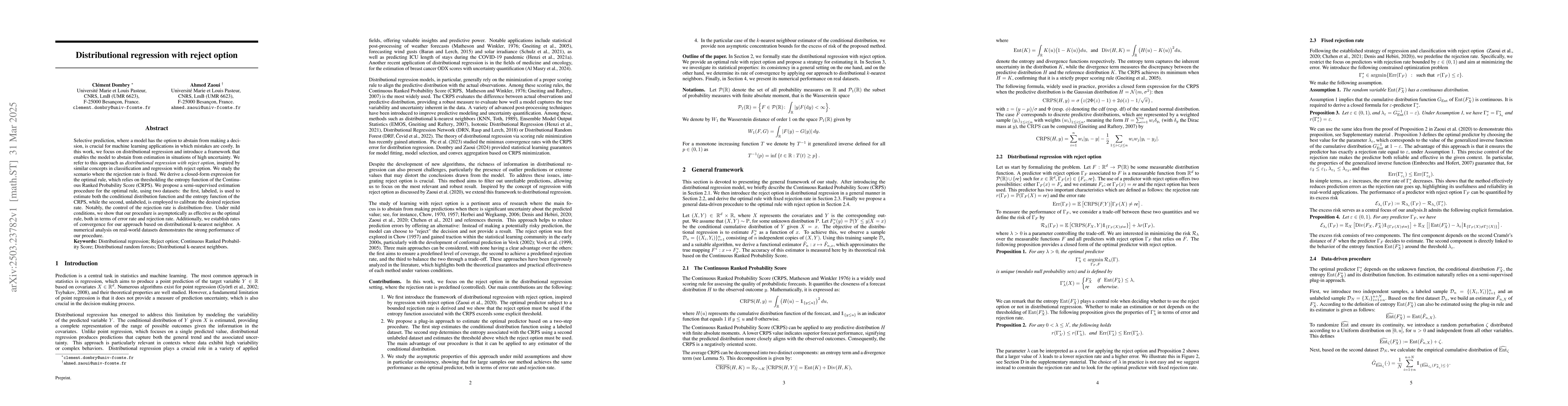 Thumbnail for Distributional regression with reject option