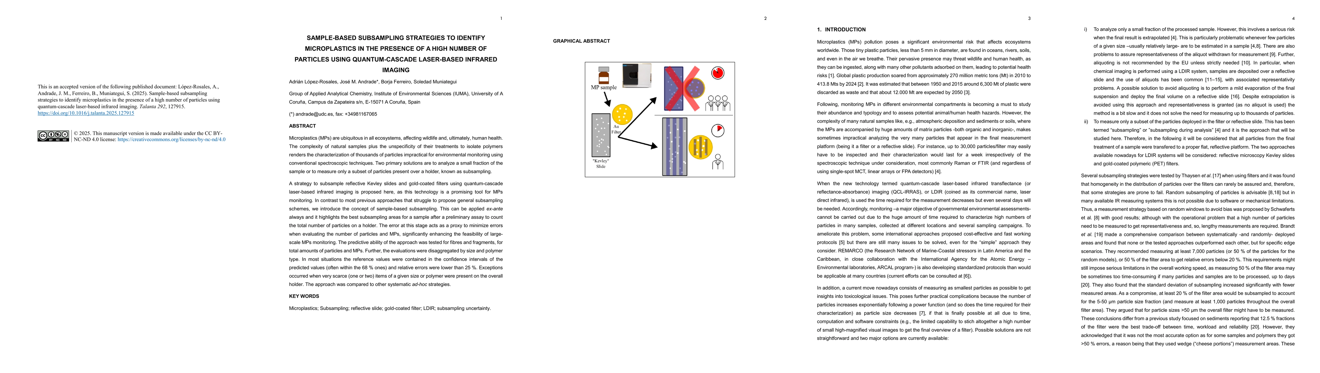 Thumbnail for Sample-based subsampling strategies to identify microplastics in the
  presence of a high number of particles using quantum-cascade laser-based
  infrared imaging