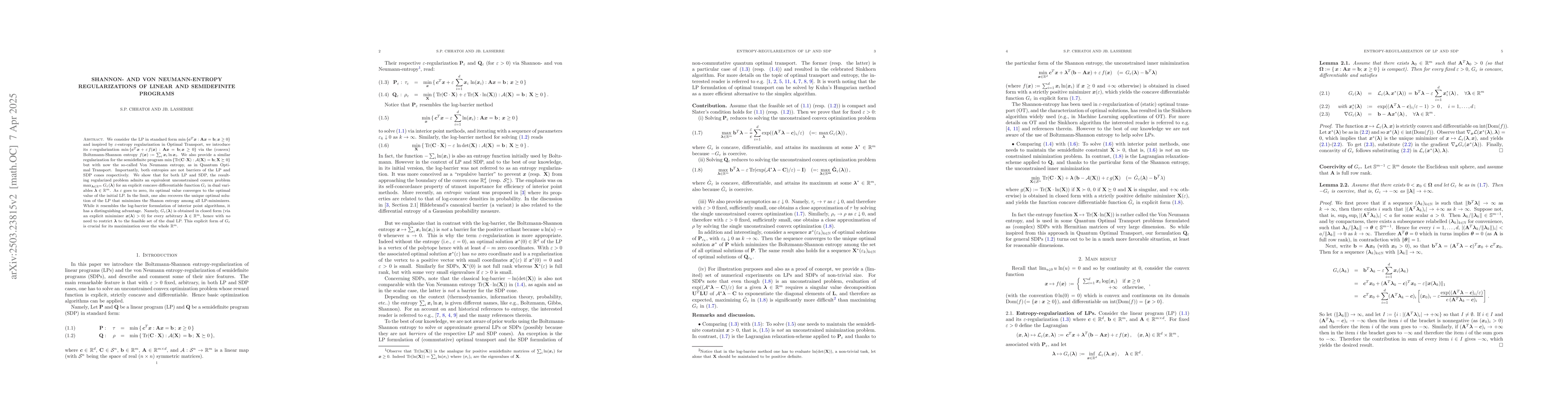Thumbnail for Shannon-and von neumann-entropy regularizations of linear and
  semidefinite programs