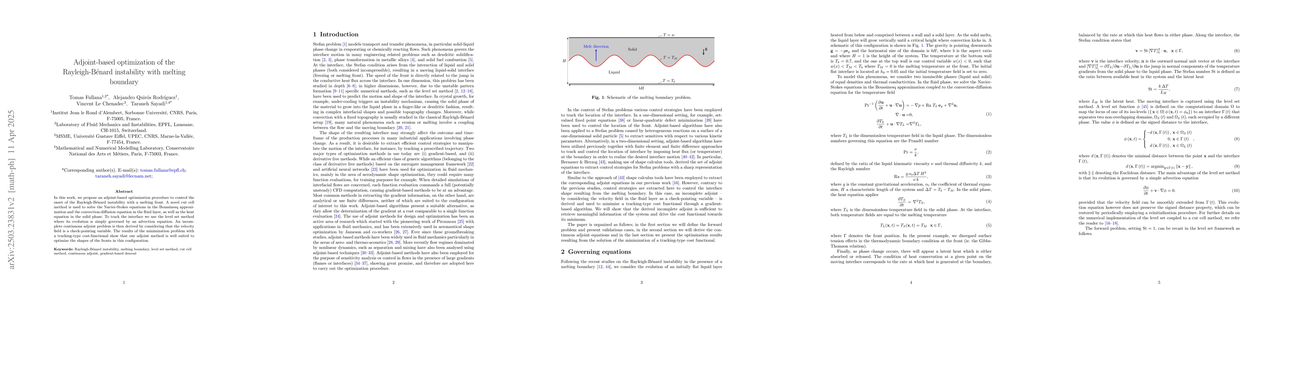 Thumbnail for Adjoint-based optimization of the Rayleigh-Bénard instability with
  melting boundary