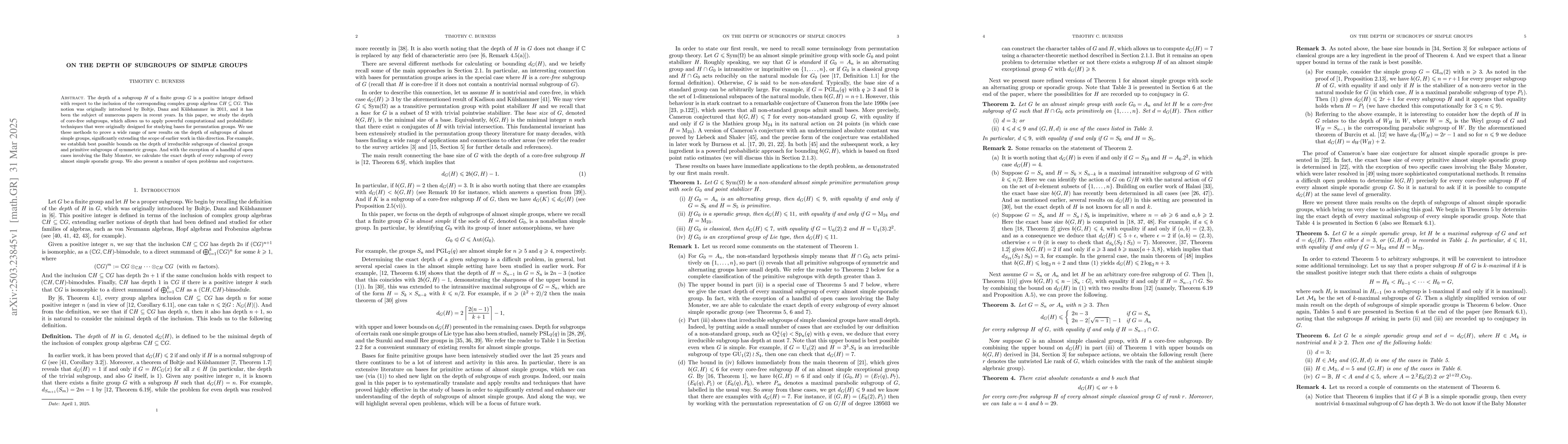 Thumbnail for On the depth of subgroups of simple groups