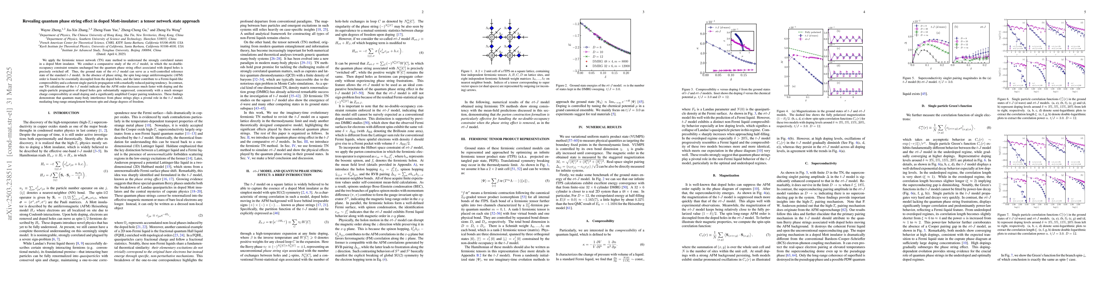 Thumbnail for Revealing quantum phase string effect in doped Mott-insulator: a tensor
  network state approach