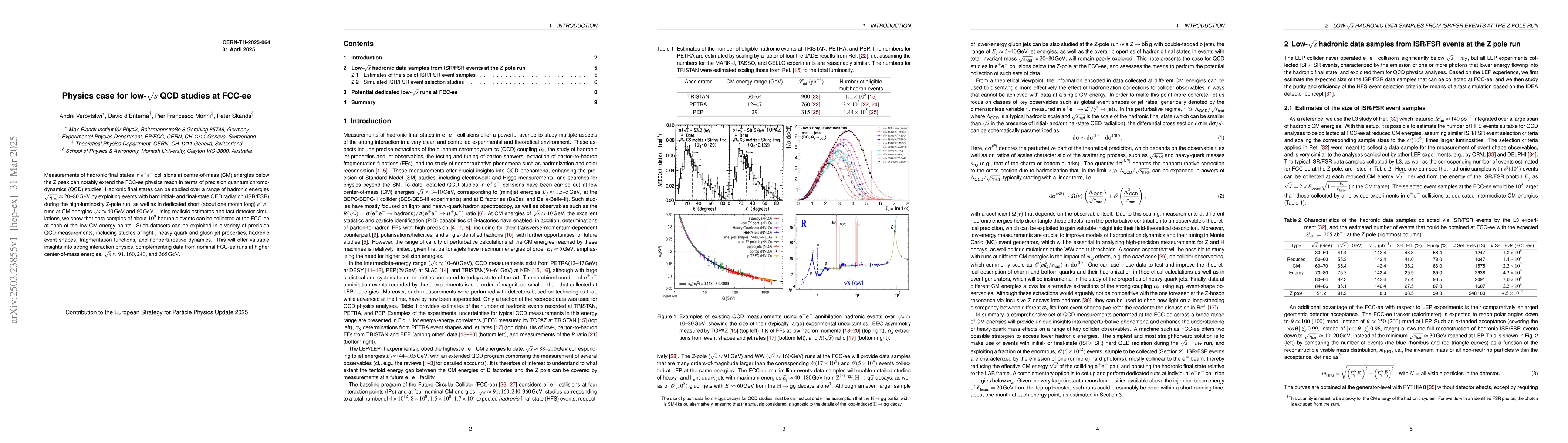 Thumbnail for Physics case for low-$\sqrt{s}$ QCD studies at FCC-ee