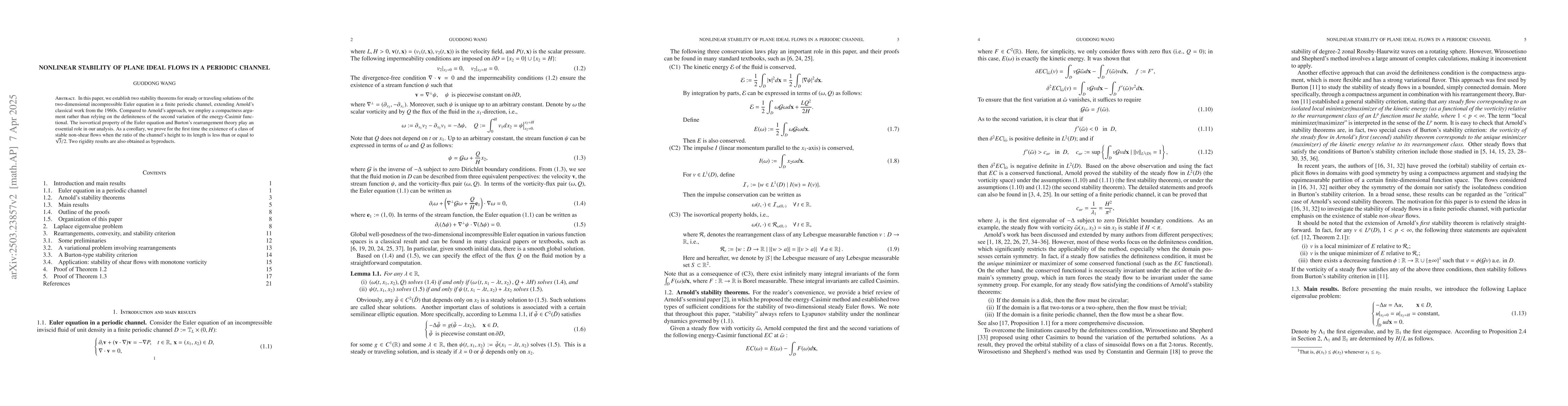 Thumbnail for Nonlinear stability of plane ideal flows in a periodic channel
