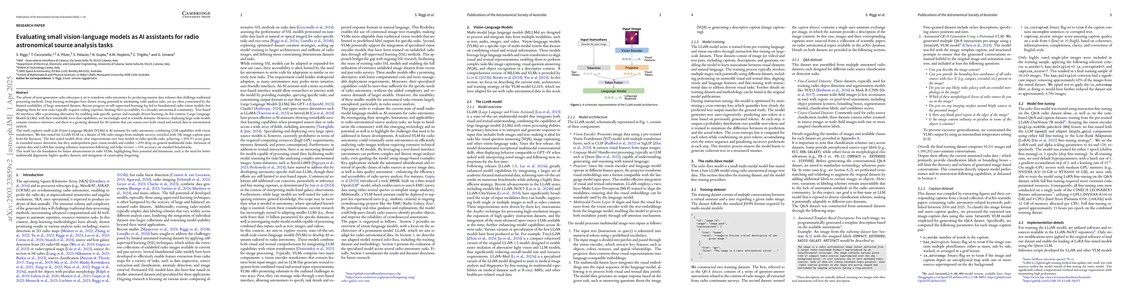 Thumbnail for Evaluating small vision-language models as AI assistants for radio
  astronomical source analysis tasks