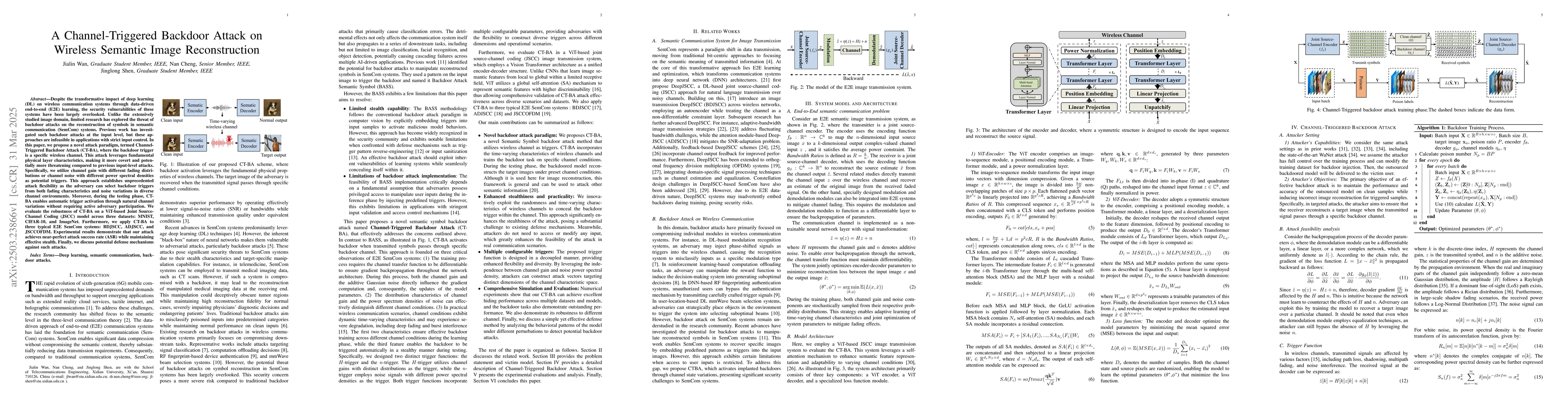 Thumbnail for A Channel-Triggered Backdoor Attack on Wireless Semantic Image
  Reconstruction