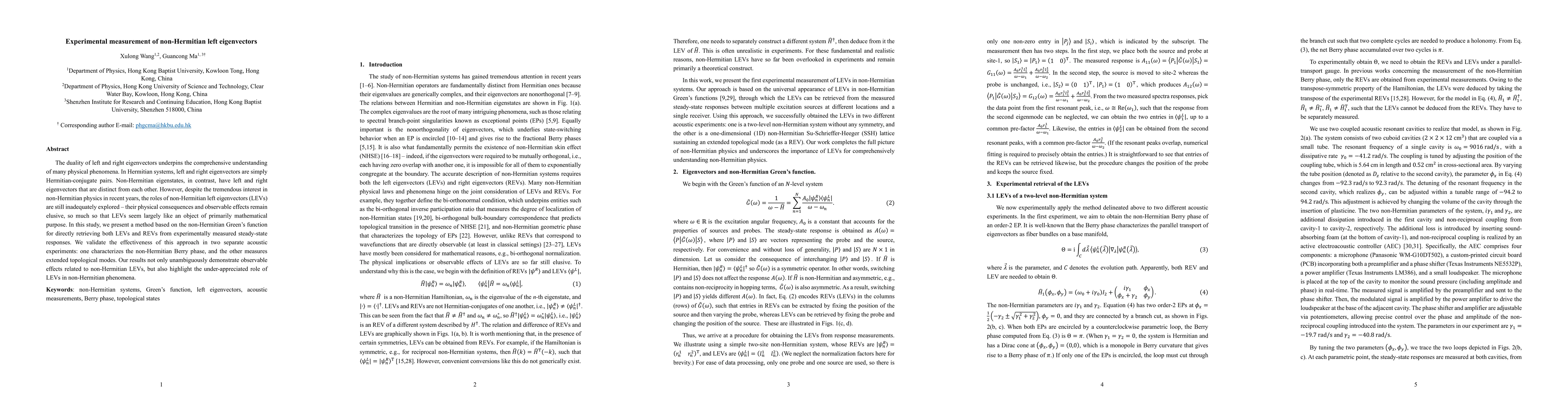 Thumbnail for Experimental Measurement of Non-Hermitian Left Eigenvectors