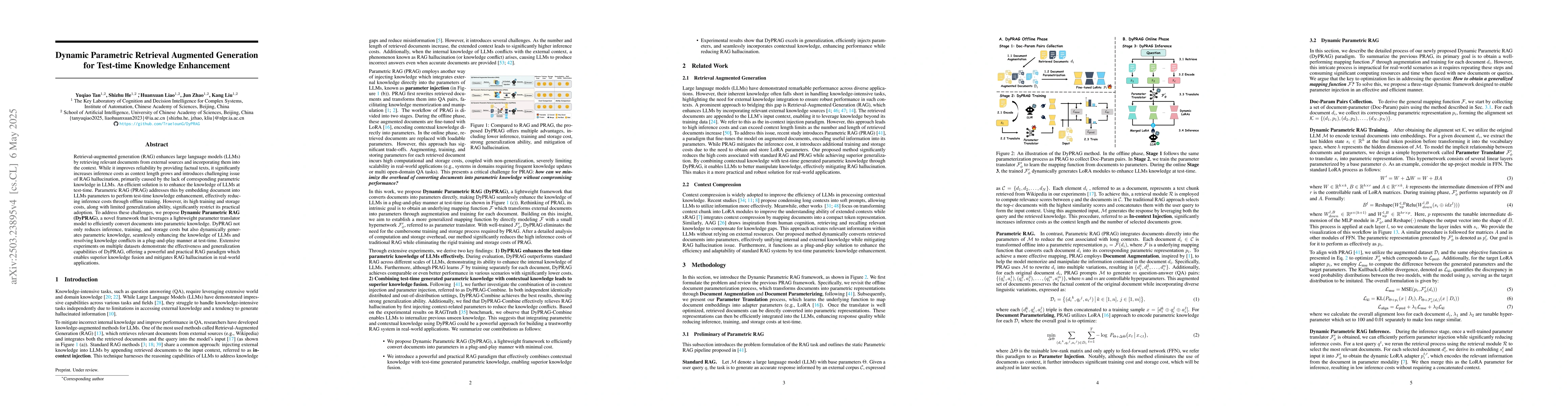 Thumbnail for Dynamic Parametric Retrieval Augmented Generation for Test-time
  Knowledge Enhancement