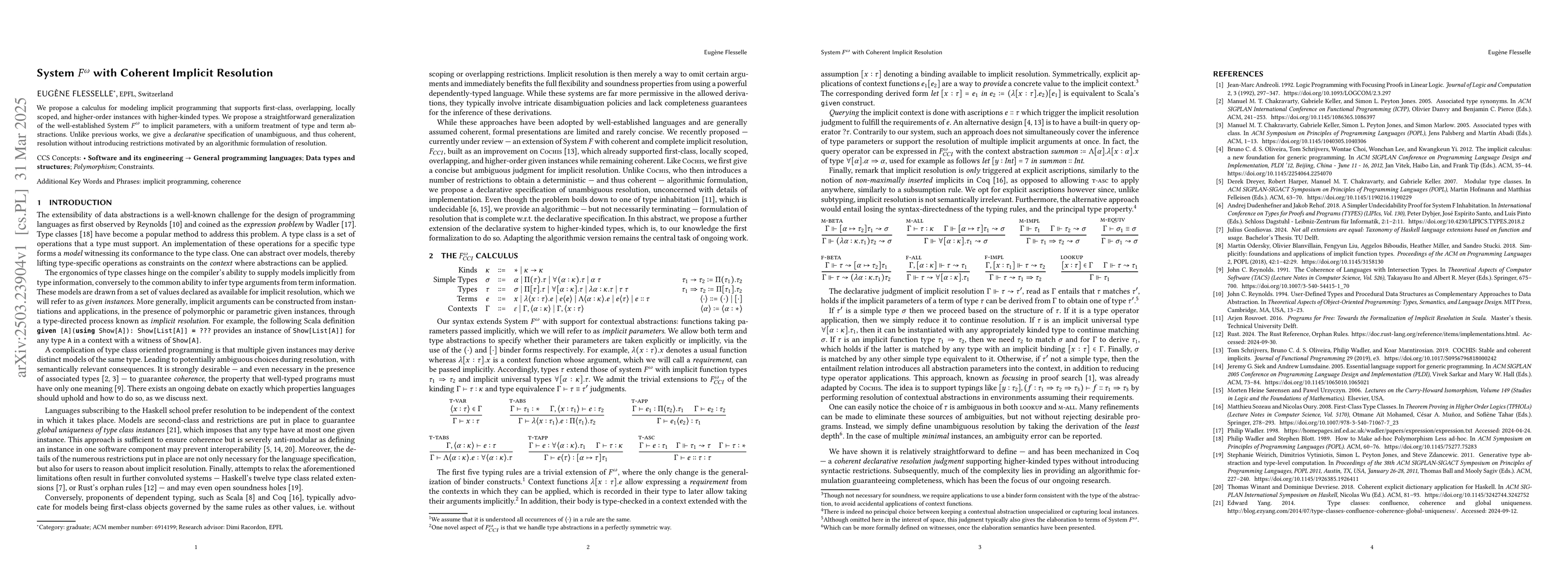 Thumbnail for System $F^ω$ with Coherent Implicit Resolution