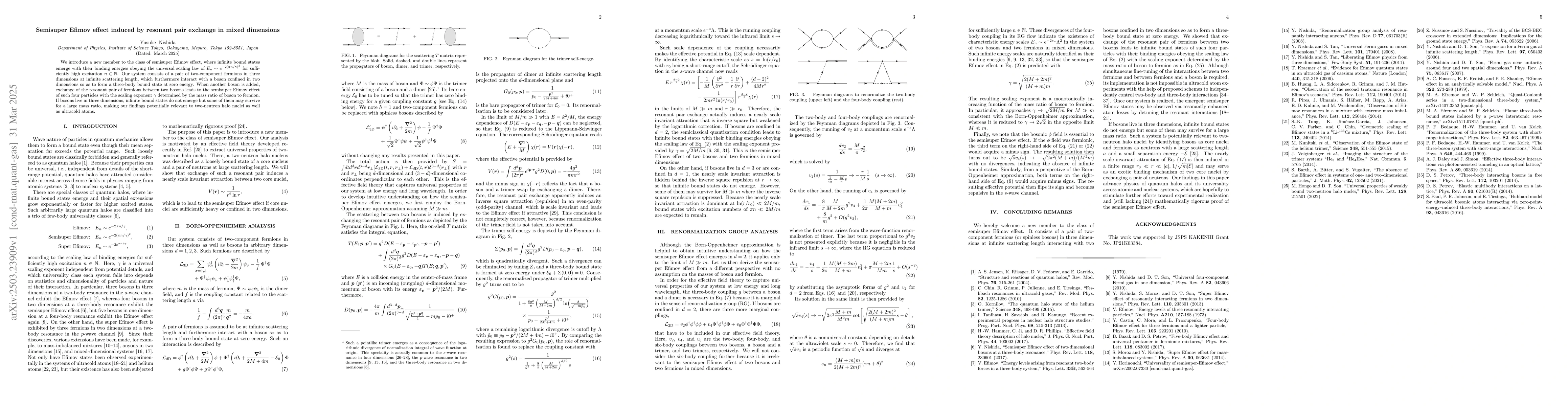Thumbnail for Semisuper Efimov effect induced by resonant pair exchange in mixed
  dimensions