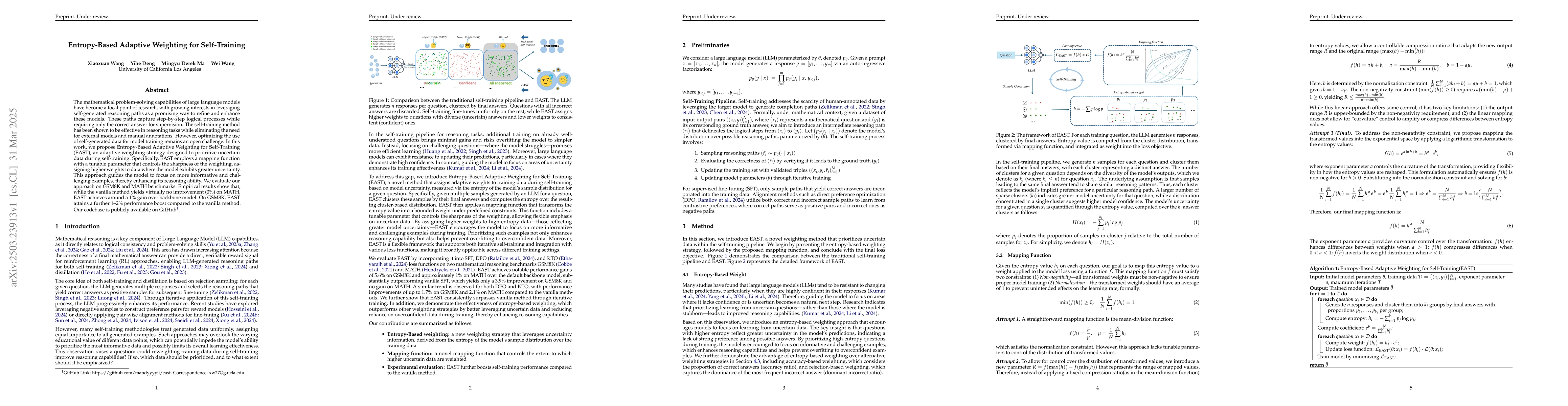 Thumbnail for Entropy-Based Adaptive Weighting for Self-Training