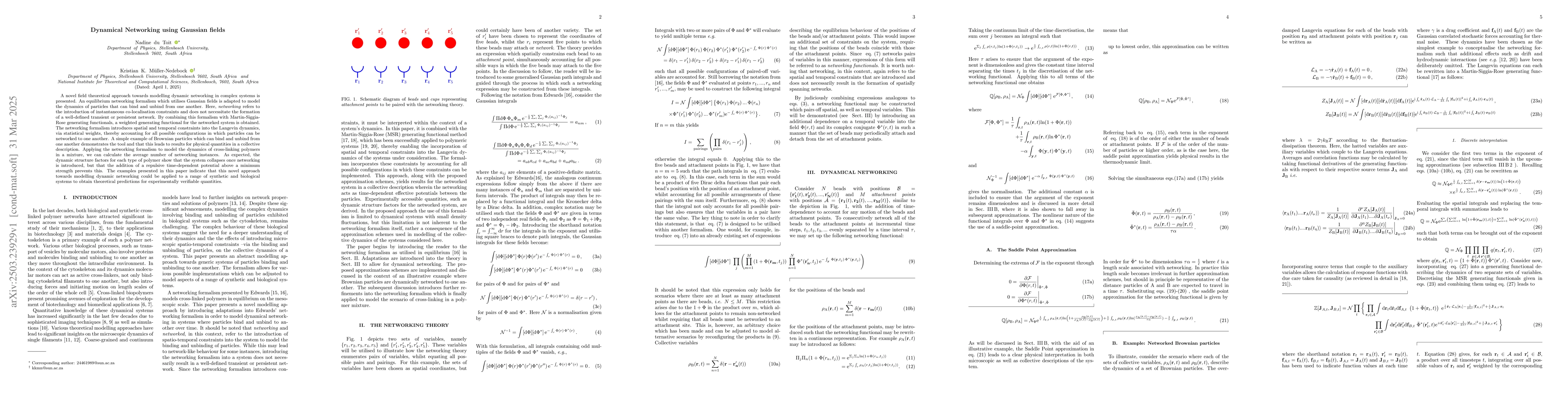 Thumbnail for Dynamical Networking using Gaussian fields