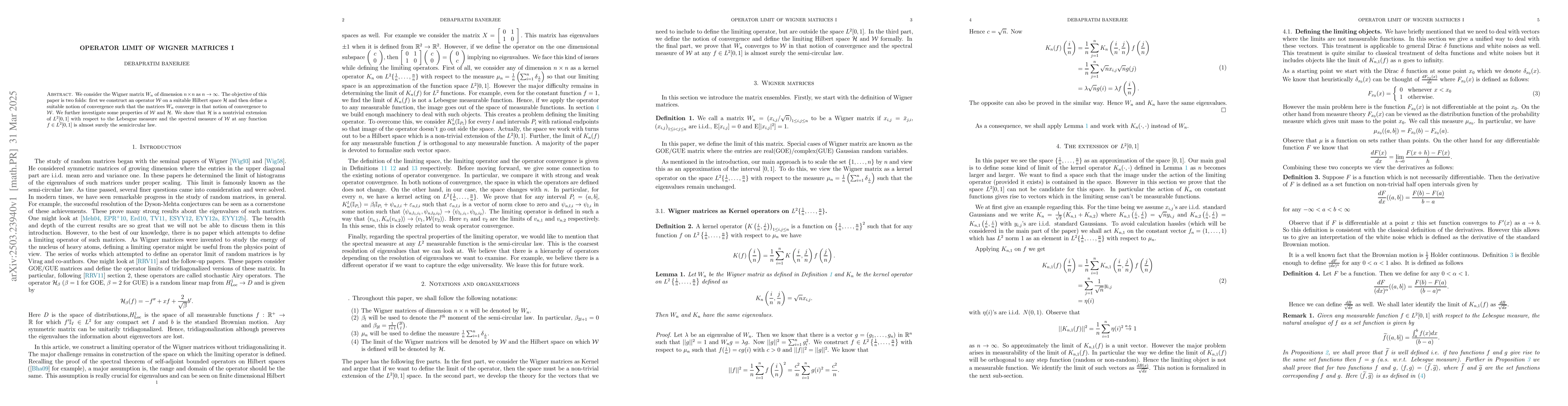 Thumbnail for Operator limit of Wigner matrices I