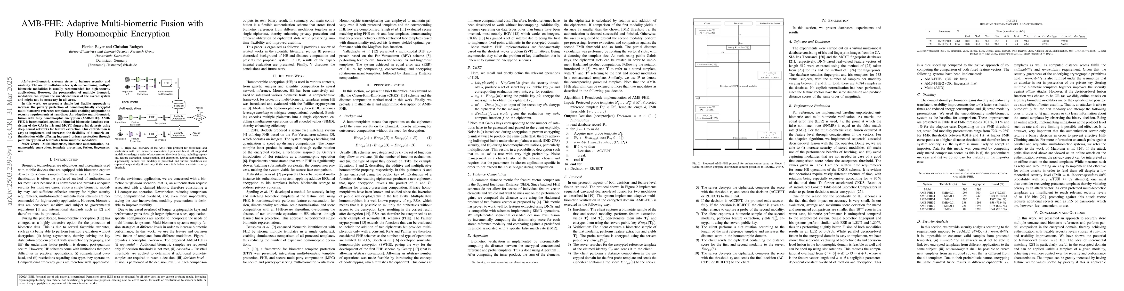 Thumbnail for AMB-FHE: Adaptive Multi-biometric Fusion with Fully Homomorphic
  Encryption