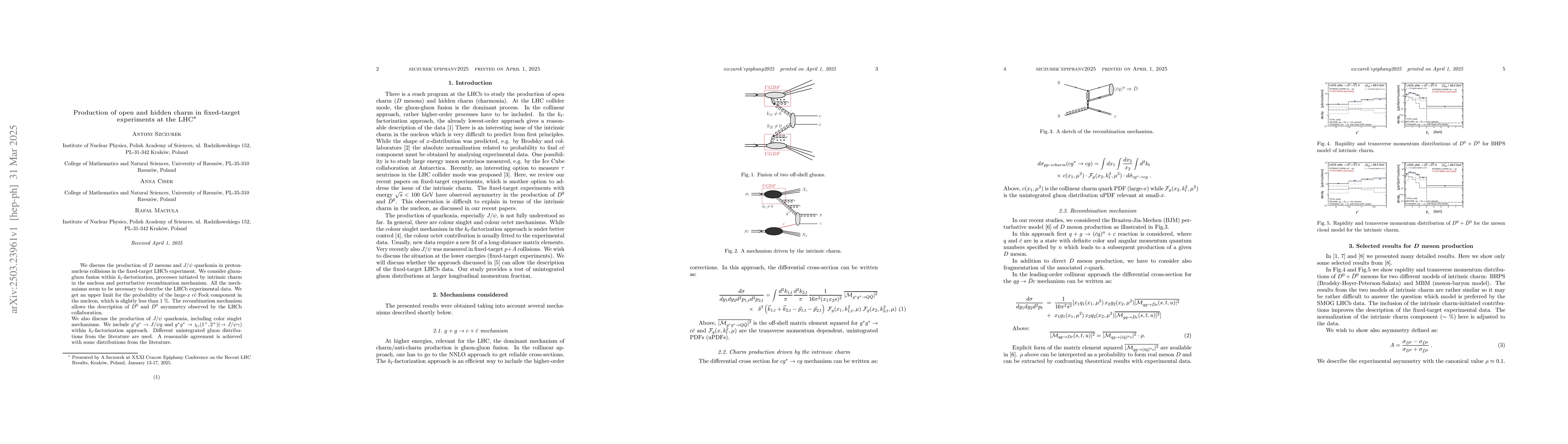 Thumbnail for Production of open and hidden charm in fixed-target experiments at the
  LHC
