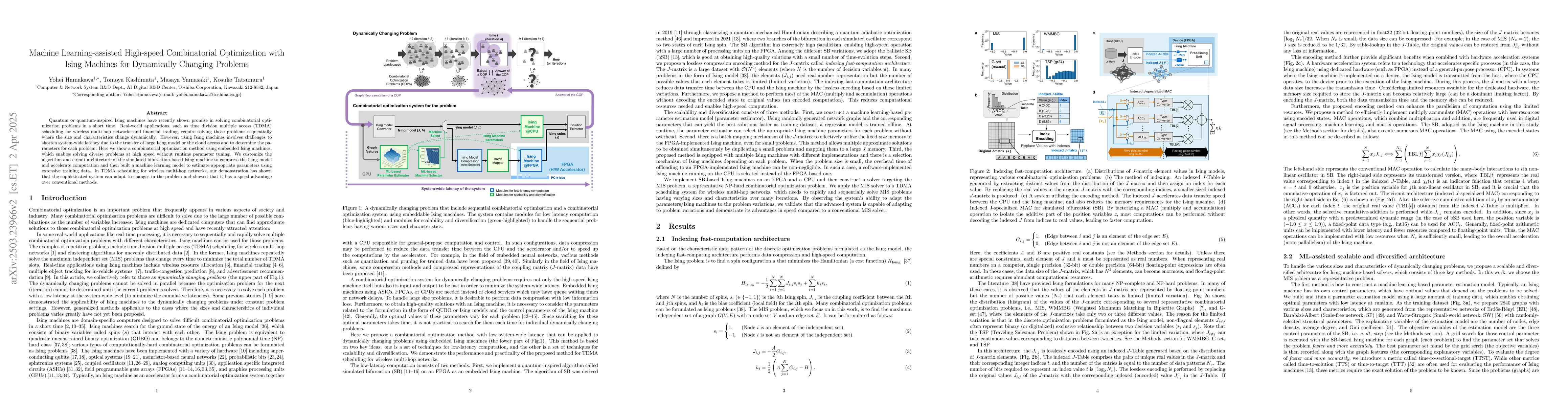 Thumbnail for Machine Learning-assisted High-speed Combinatorial Optimization with
  Ising Machines for Dynamically Changing Problems