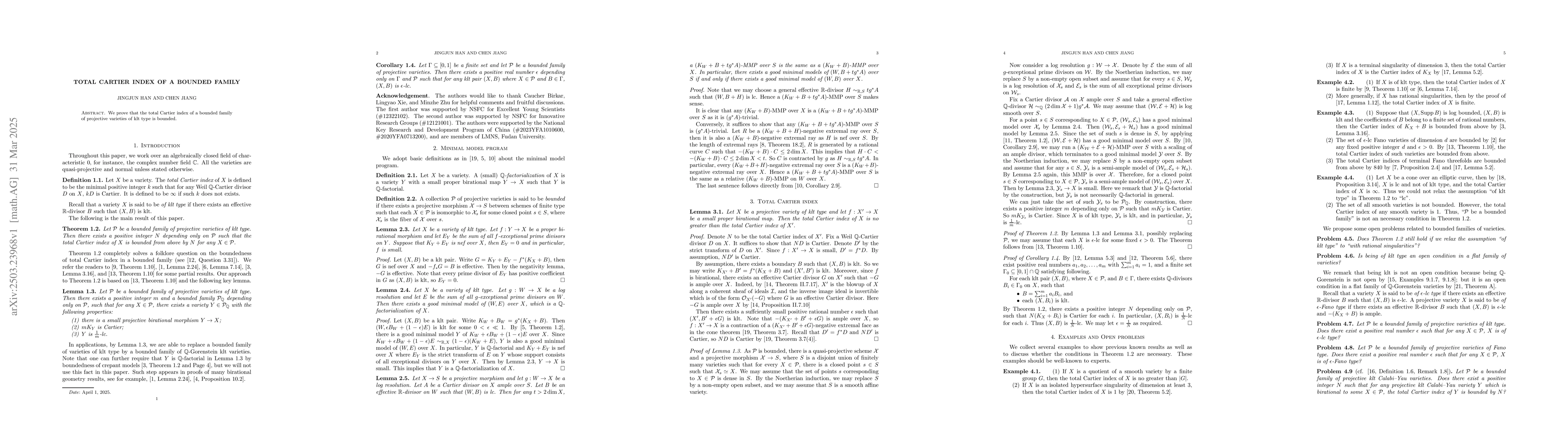 Thumbnail for Total Cartier index of a bounded family