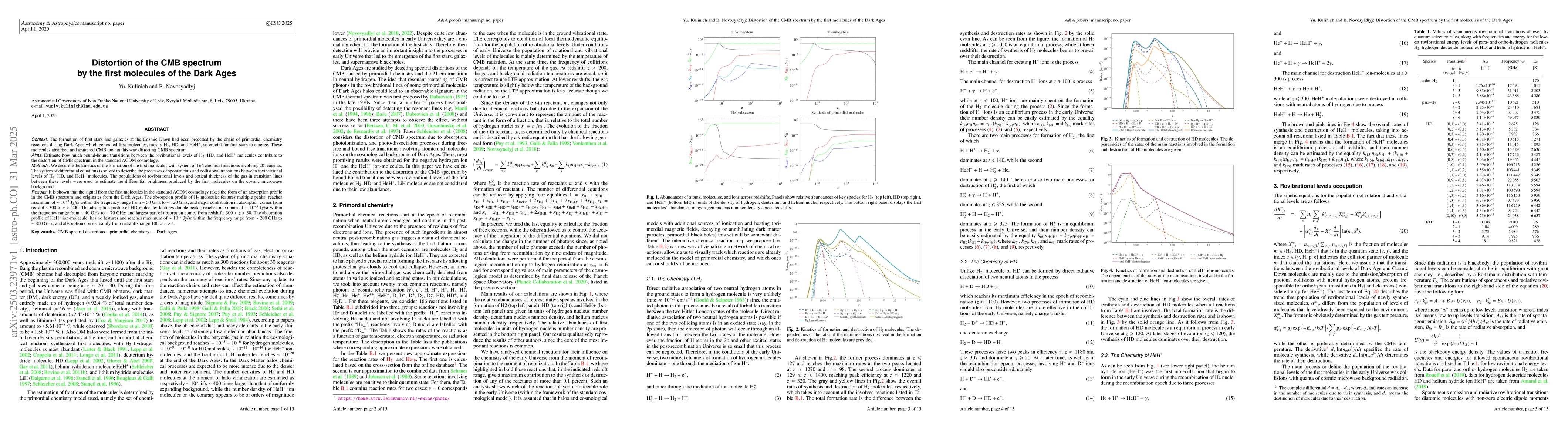 Thumbnail for Distortion of the CMB spectrum by the first molecules of the Dark Ages