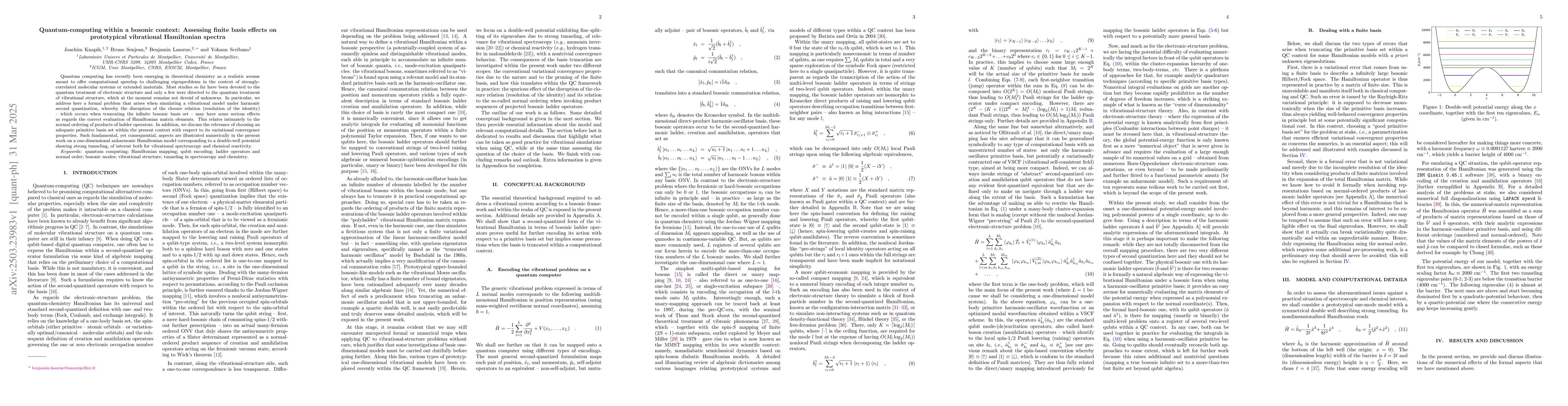Thumbnail for Quantum-computing within a bosonic context: Assessing finite basis
  effects on prototypical vibrational Hamiltonian spectra