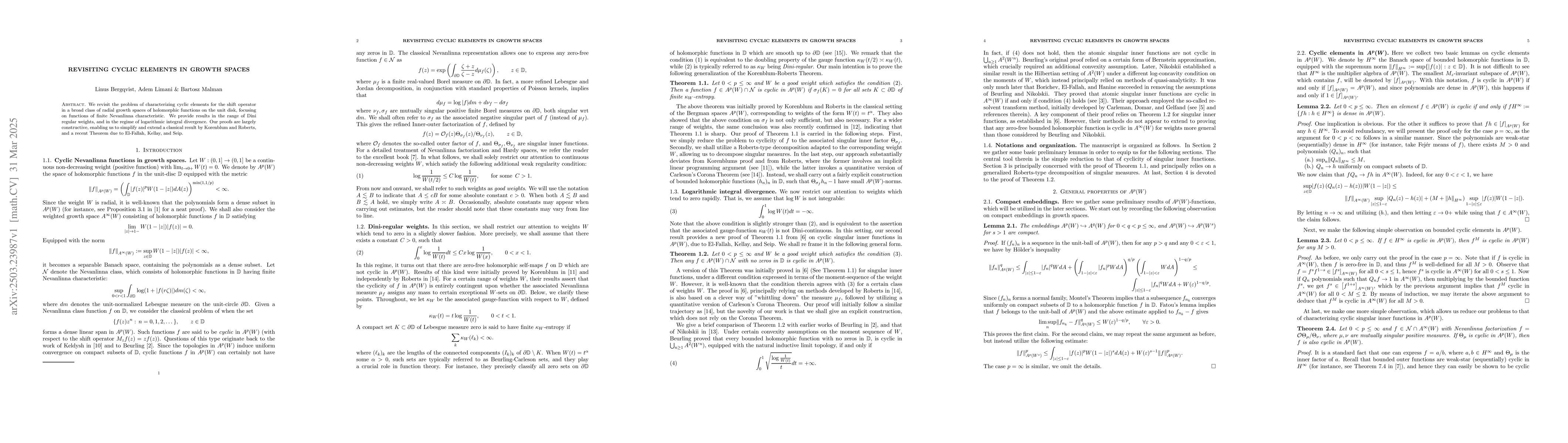 Thumbnail for Revisiting cyclic elements in growth spaces