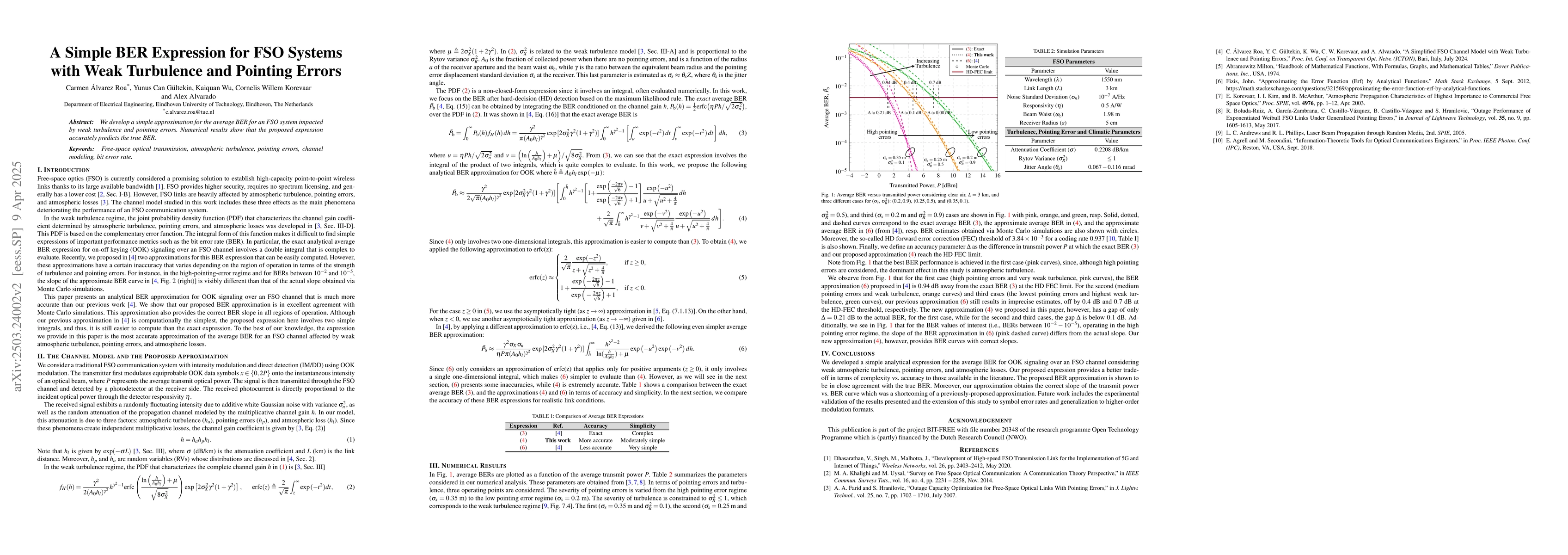 Thumbnail for A Simple BER Expression for FSO Systems with Weak Turbulence and
  Pointing Errors