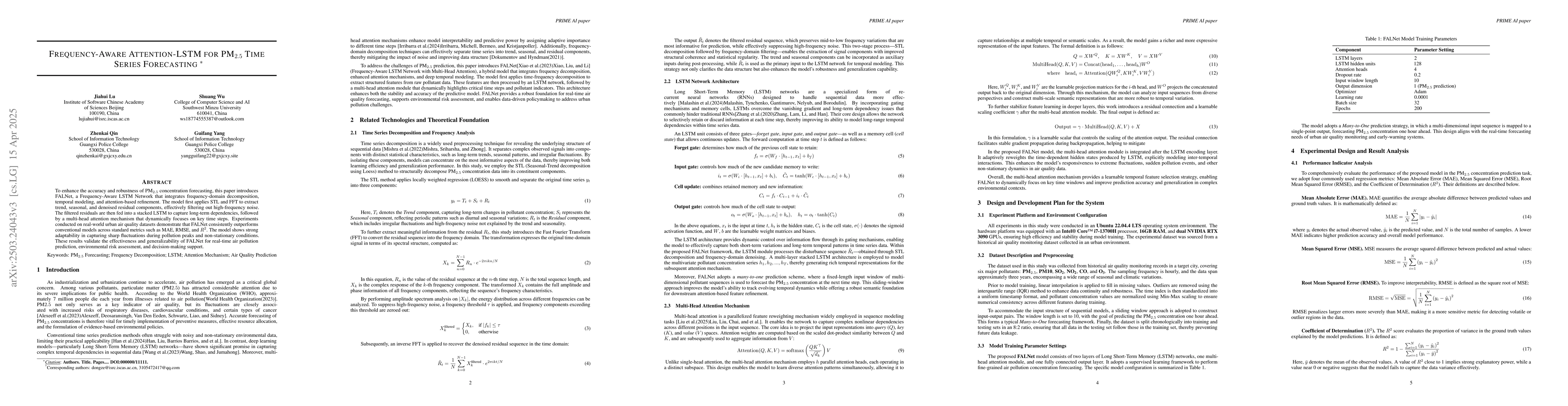Thumbnail for Frequency-Aware Attention-LSTM for PM$_{2.5}$ Time Series Forecasting