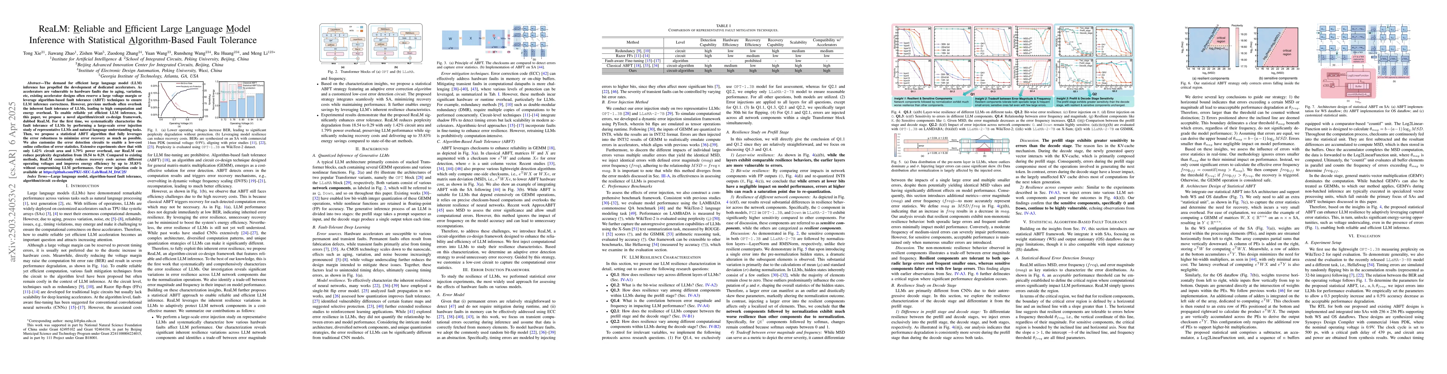 Thumbnail for ReaLM: Reliable and Efficient Large Language Model Inference with
  Statistical Algorithm-Based Fault Tolerance