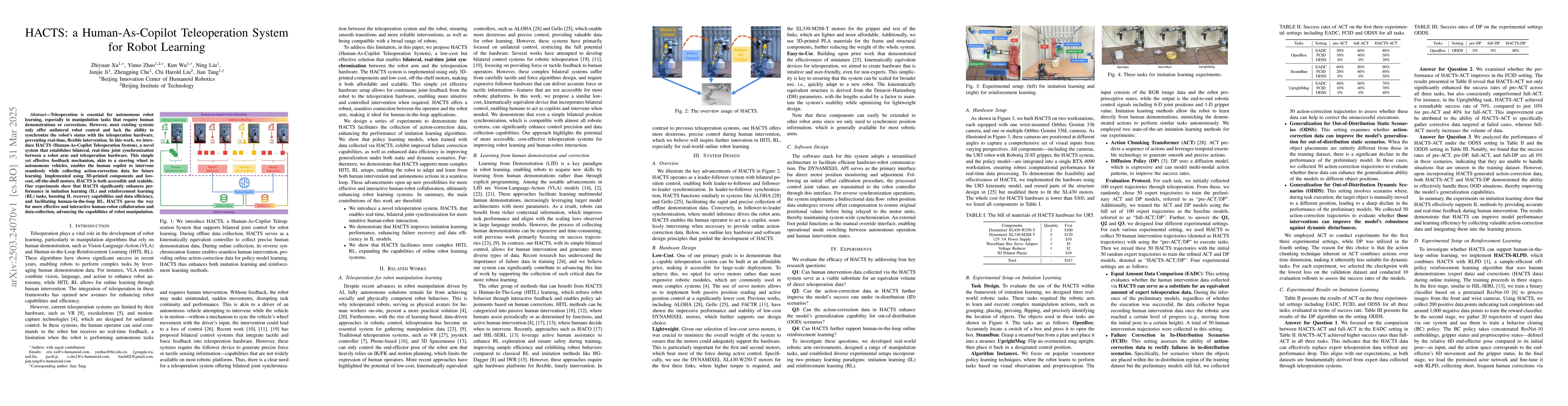 Thumbnail for HACTS: a Human-As-Copilot Teleoperation System for Robot Learning