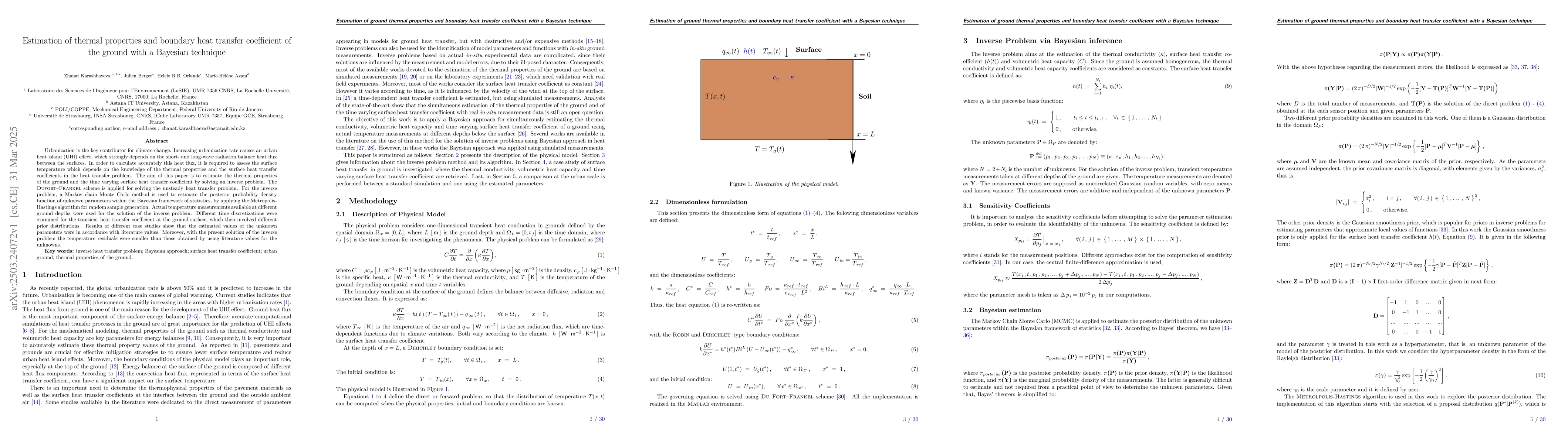 Thumbnail for Estimation of thermal properties and boundary heat transfer coefficient
  of the ground with a Bayesian technique