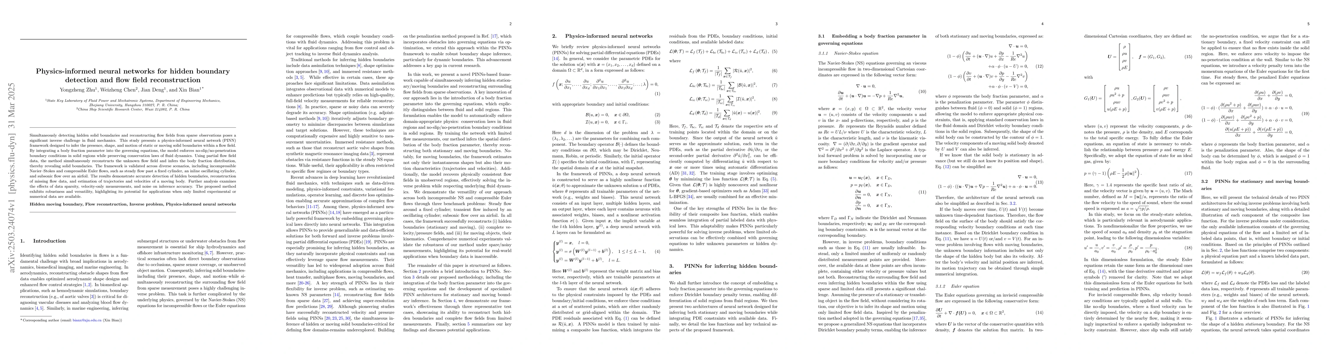 Thumbnail for Physics-informed neural networks for hidden boundary detection and flow
  field reconstruction