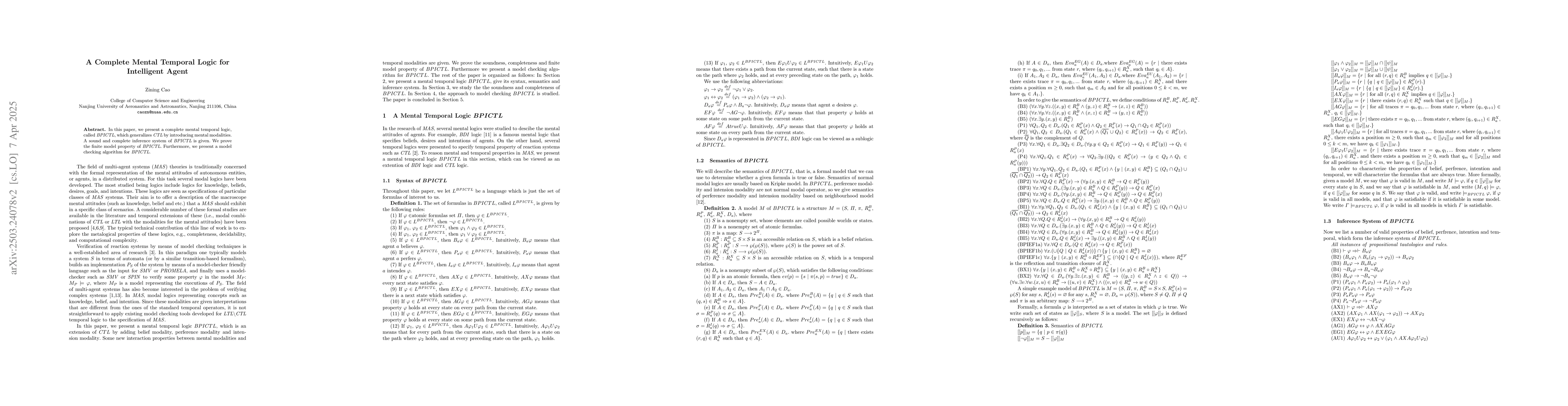 Thumbnail for A Complete Mental Temporal Logic for Intelligent Agent