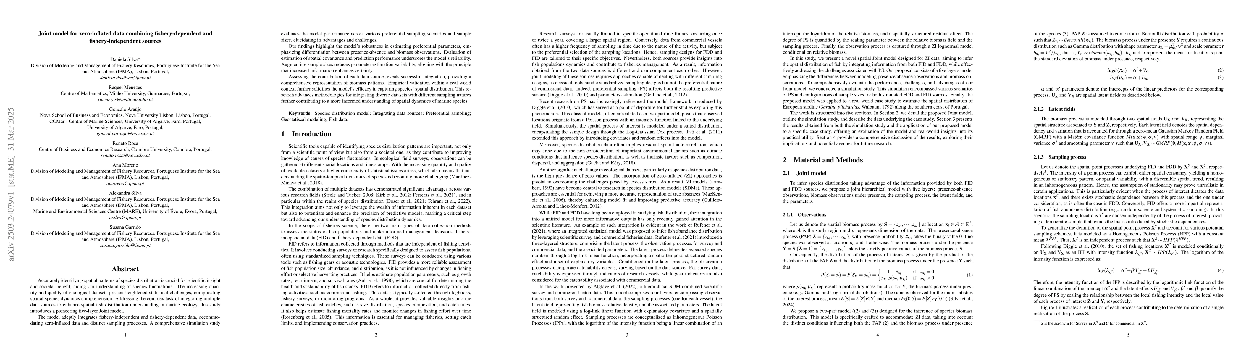 Thumbnail for Joint model for zero-inflated data combining fishery-dependent and
  fishery-independent sources
