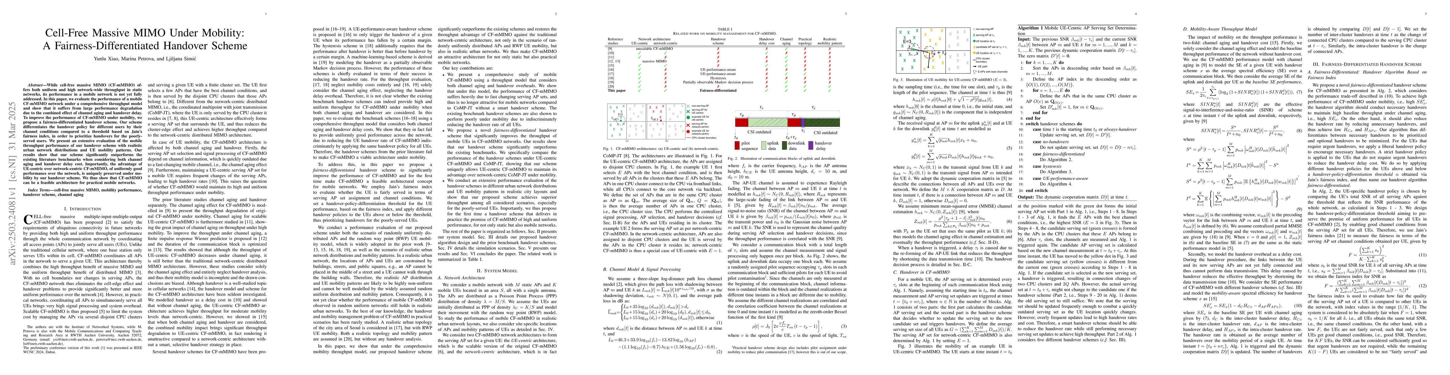 Thumbnail for Cell-Free Massive MIMO Under Mobility: A Fairness-Differentiated
  Handover Scheme