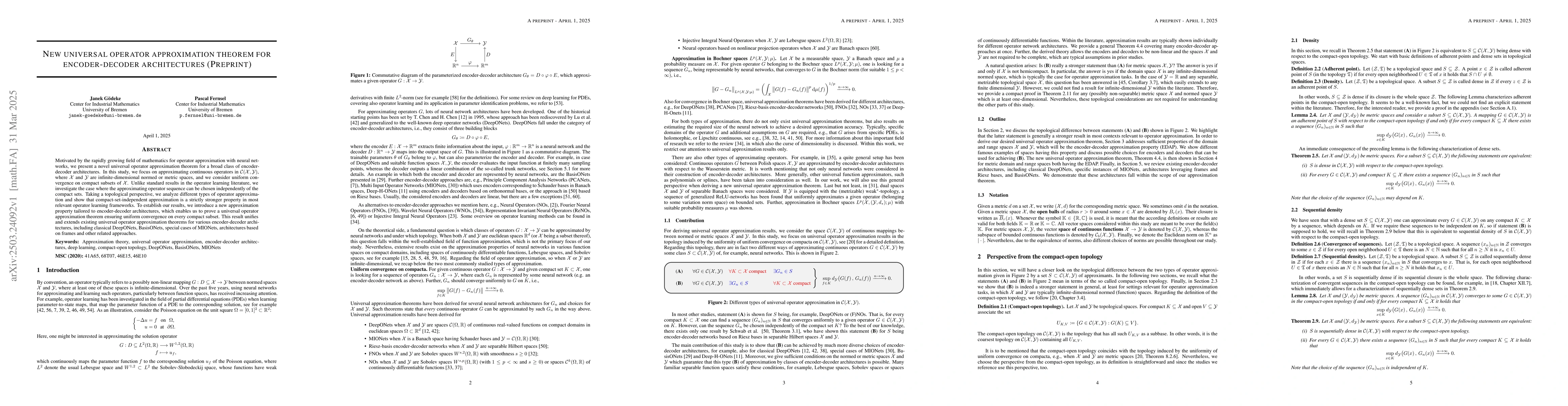 Thumbnail for New universal operator approximation theorem for encoder-decoder
  architectures (Preprint)
