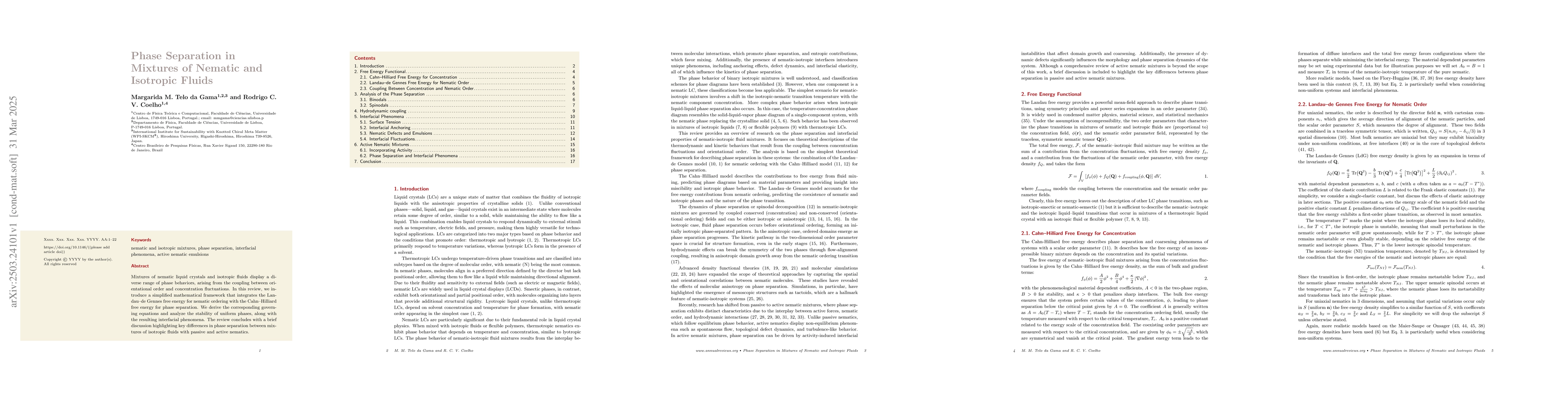 Thumbnail for Phase Separation in Mixtures of Nematic and Isotropic Fluids